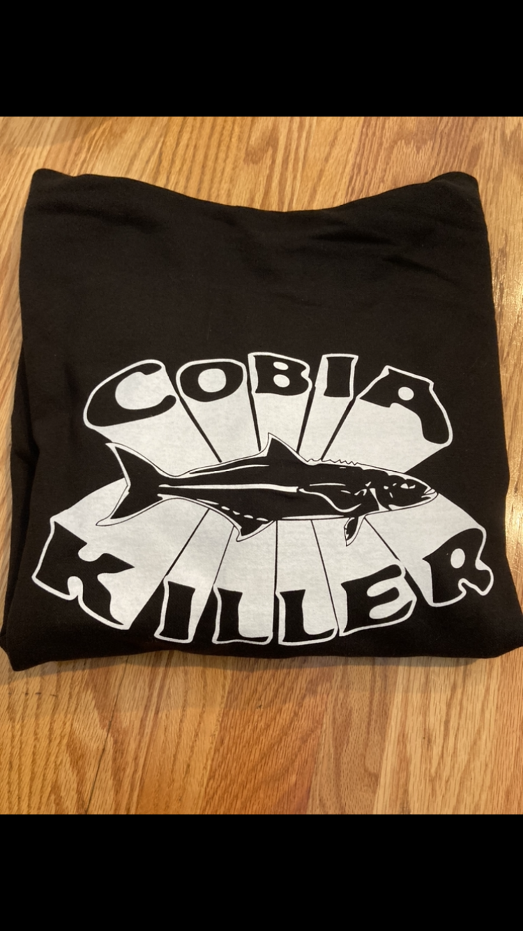 Black Cobia Killer Hoodie with White Logo