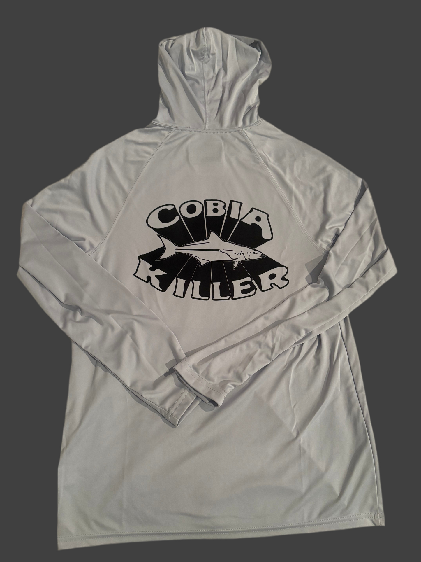 Grey Hooded Cobia Killer Long Sleeve SPF 44 Cooling Shirt