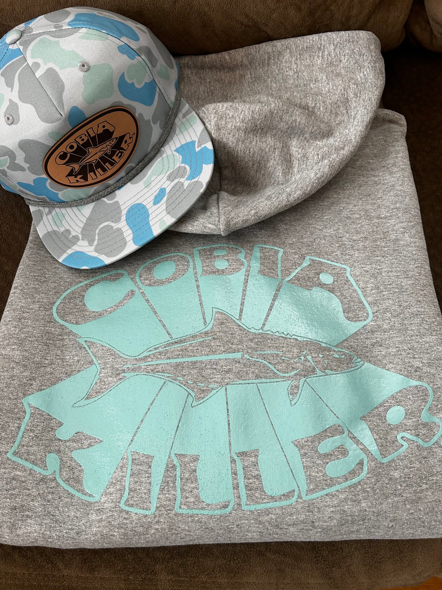 Salty Duck Blue Camo Grandpa Hat w Leather Patch