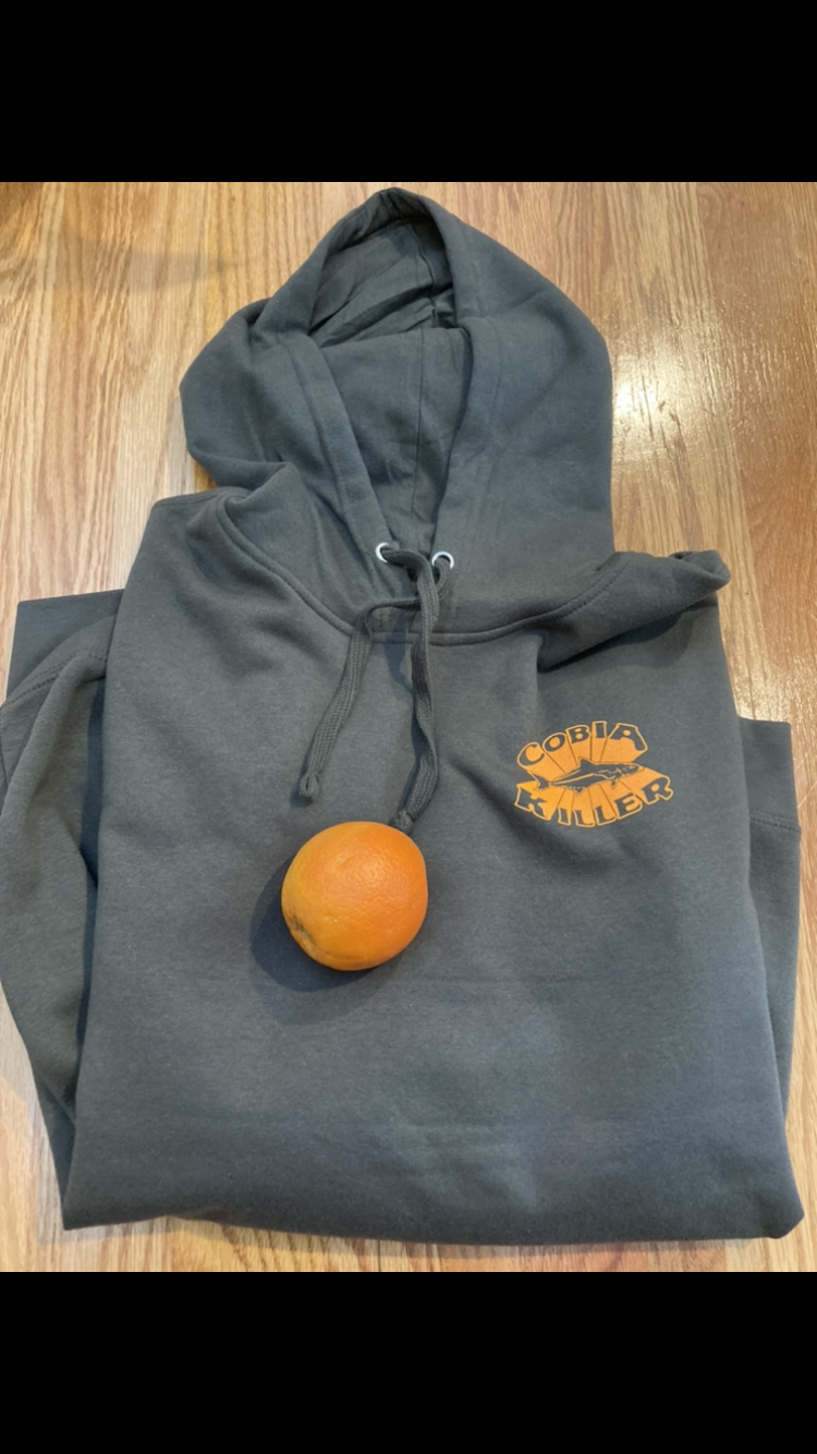 Olive Green Hoodie with Blaze Orange Cobia Killer Logo