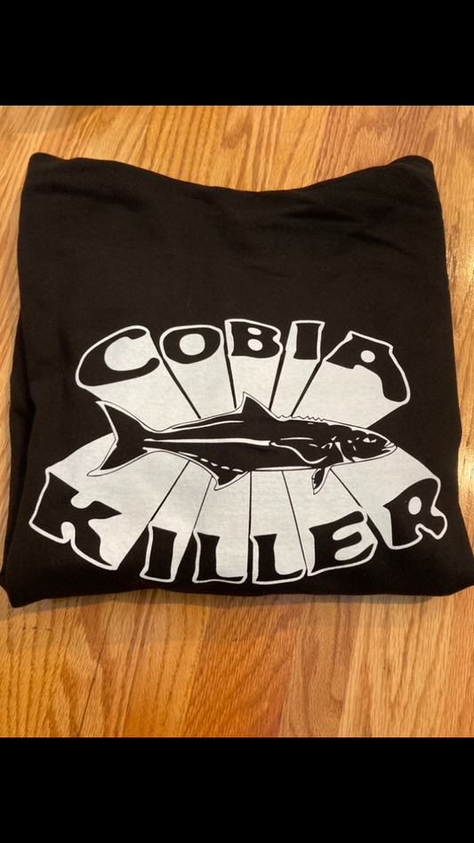 Black Cobia Killer Hoodie with White Logo
