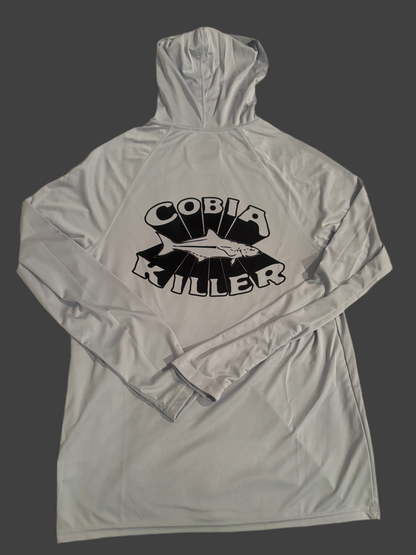 Grey Hooded Cobia Killer Long Sleeve SPF 44 Cooling Shirt