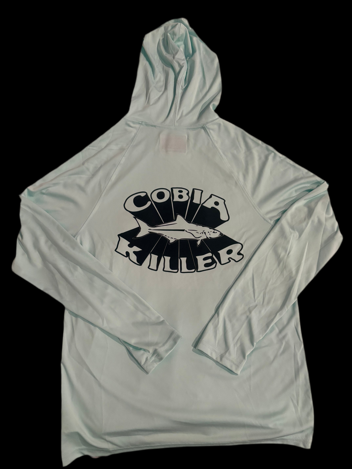 Teal Hooded Cobia Killer SPF 44 Cooling Long Sleeve Fishing Shirt