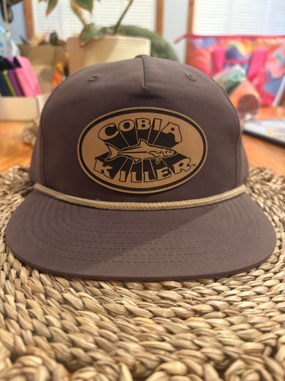Mocha cafe’ Cobia Killer Rope Hat with Leather Patch