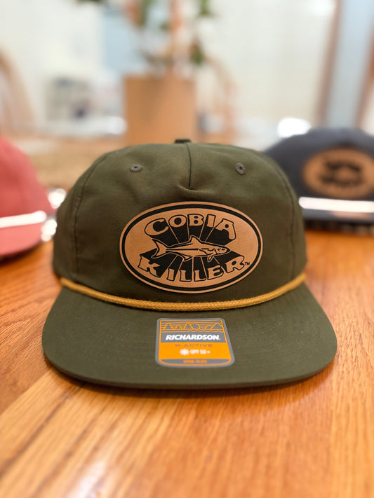 Green Cobia Killer Rope Hat with Leather Patch