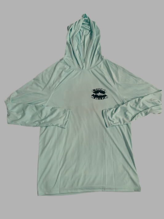 Teal Hooded Cobia Killer SPF 44 Cooling Long Sleeve Fishing Shirt