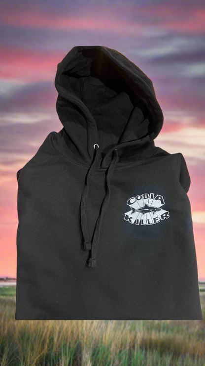 Black Cobia Killer Hoodie with White Logo