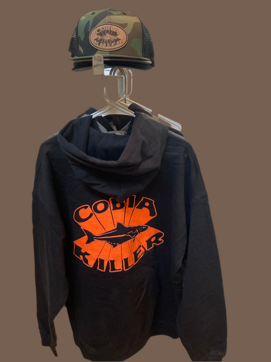 Black and Blaze Orange Cobia killer Hoodie 🍊