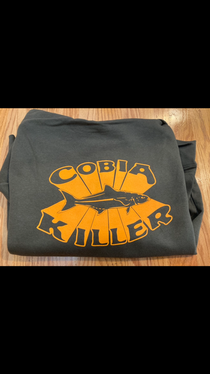 Olive Green Hoodie with Blaze Orange Cobia Killer Logo