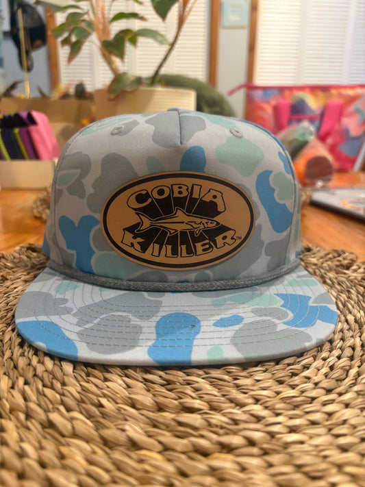 Salty Duck Blue Camo Grandpa Hat w Leather Patch